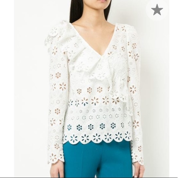 Broderie frill self portrait top in US 0 UK4 - Picture 4 of 8